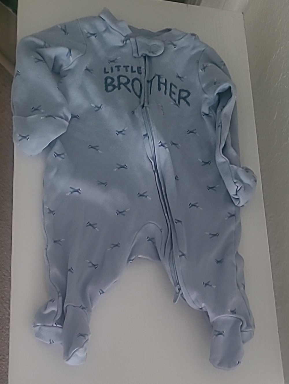 Carter's Light Blue 'Little Brother' Footed One-Piece
